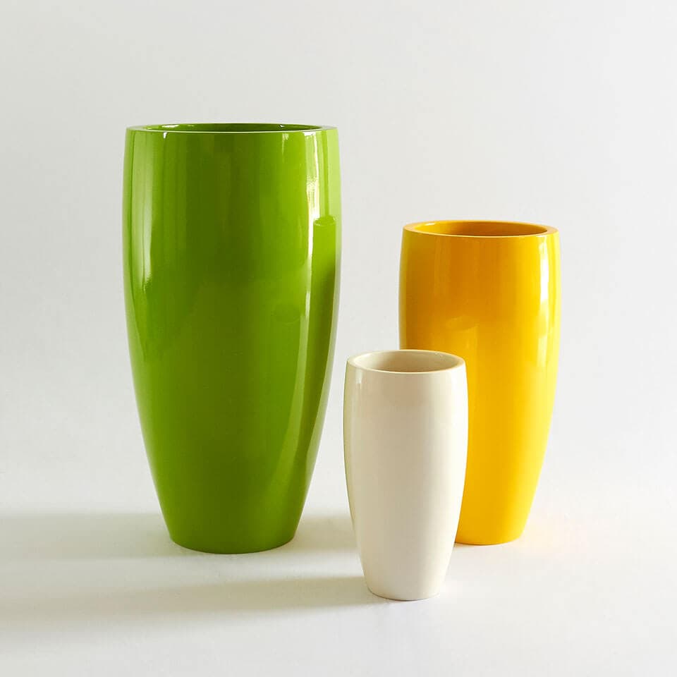 Designer Planter Cilita in green, yellow &amp; white colour in gloss finish