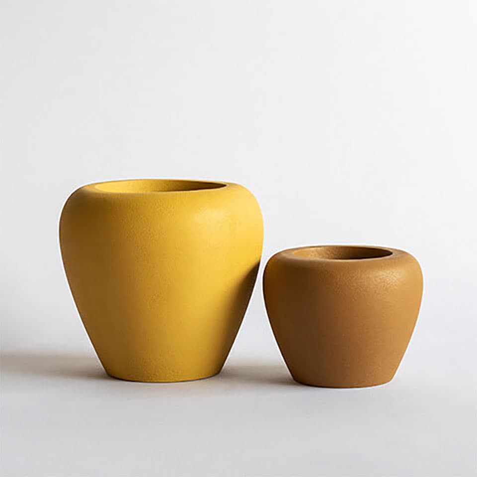 Yellow &amp; Brown coloured small FRP Planters by bonasila