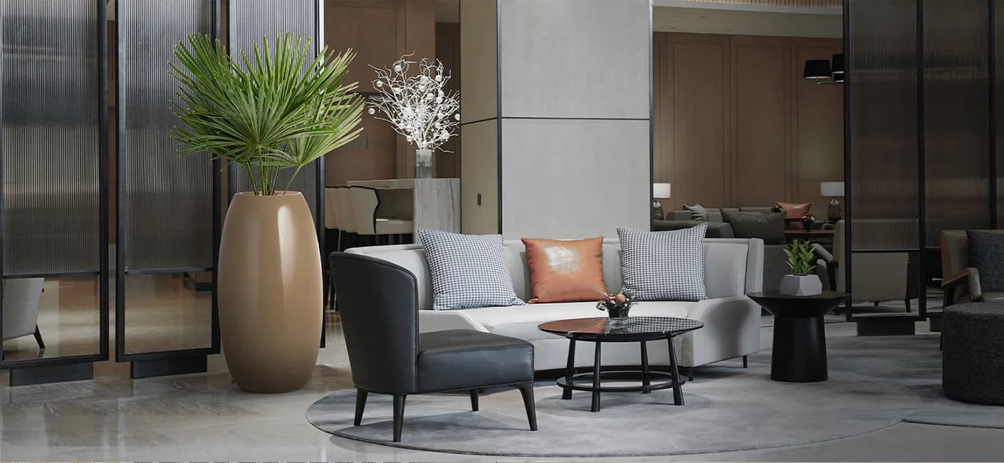 Decorative Planters corin placed at the entrance