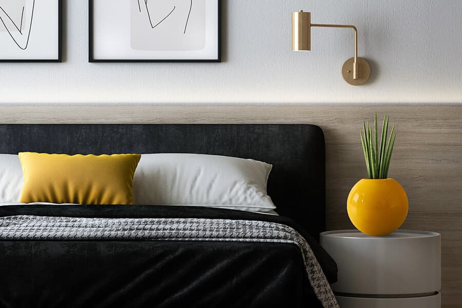 round indoor planter placed inside a bedroom