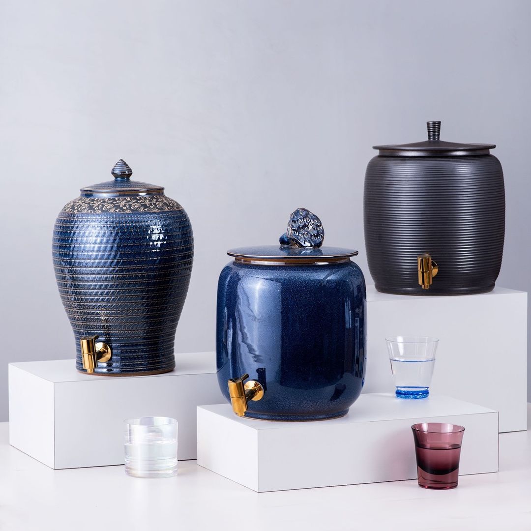 water/beverage dispenses in metal blue colour