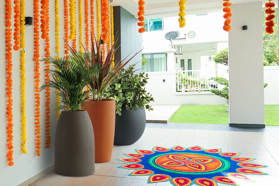 Diwali Home Decoration Ideas with Planters