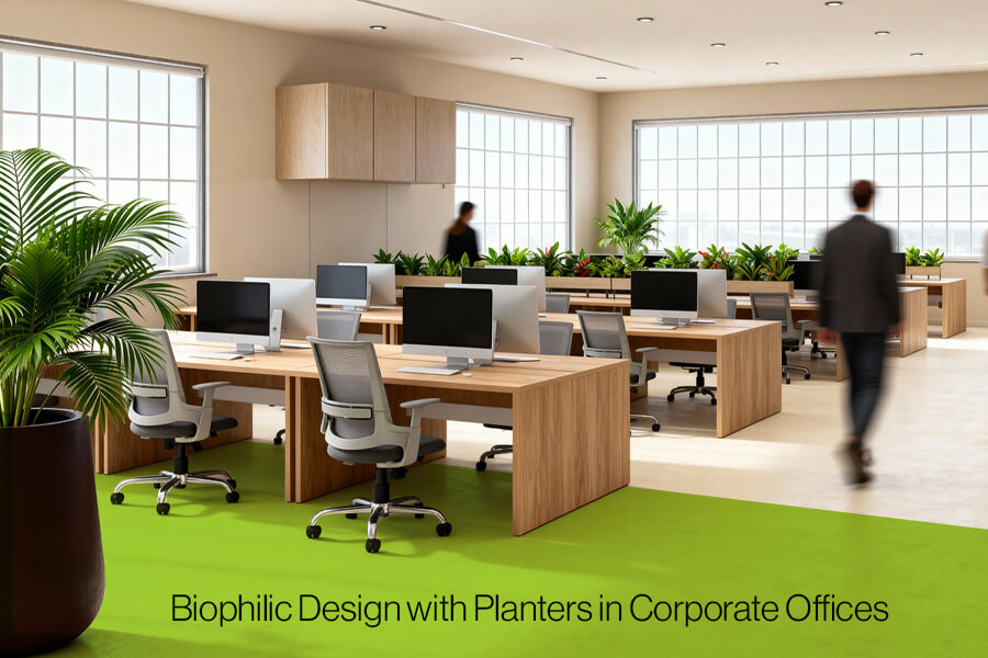 Inspiring Examples of Biophilic Design With Planters in Corporate Offices