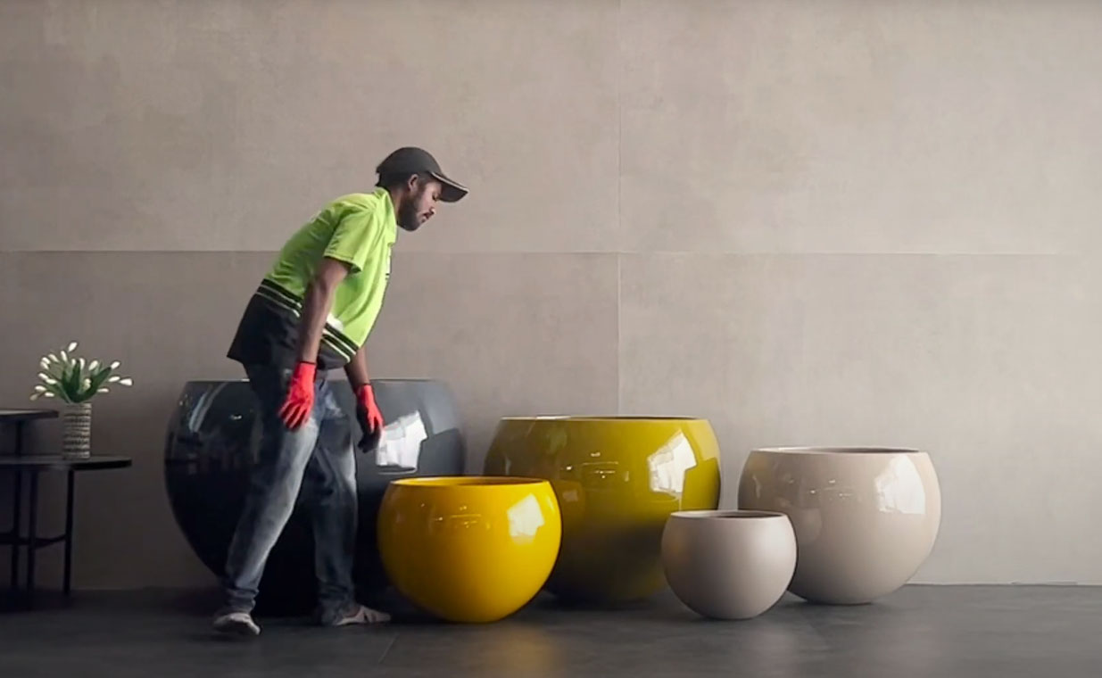 nueso round bowl shaped planters